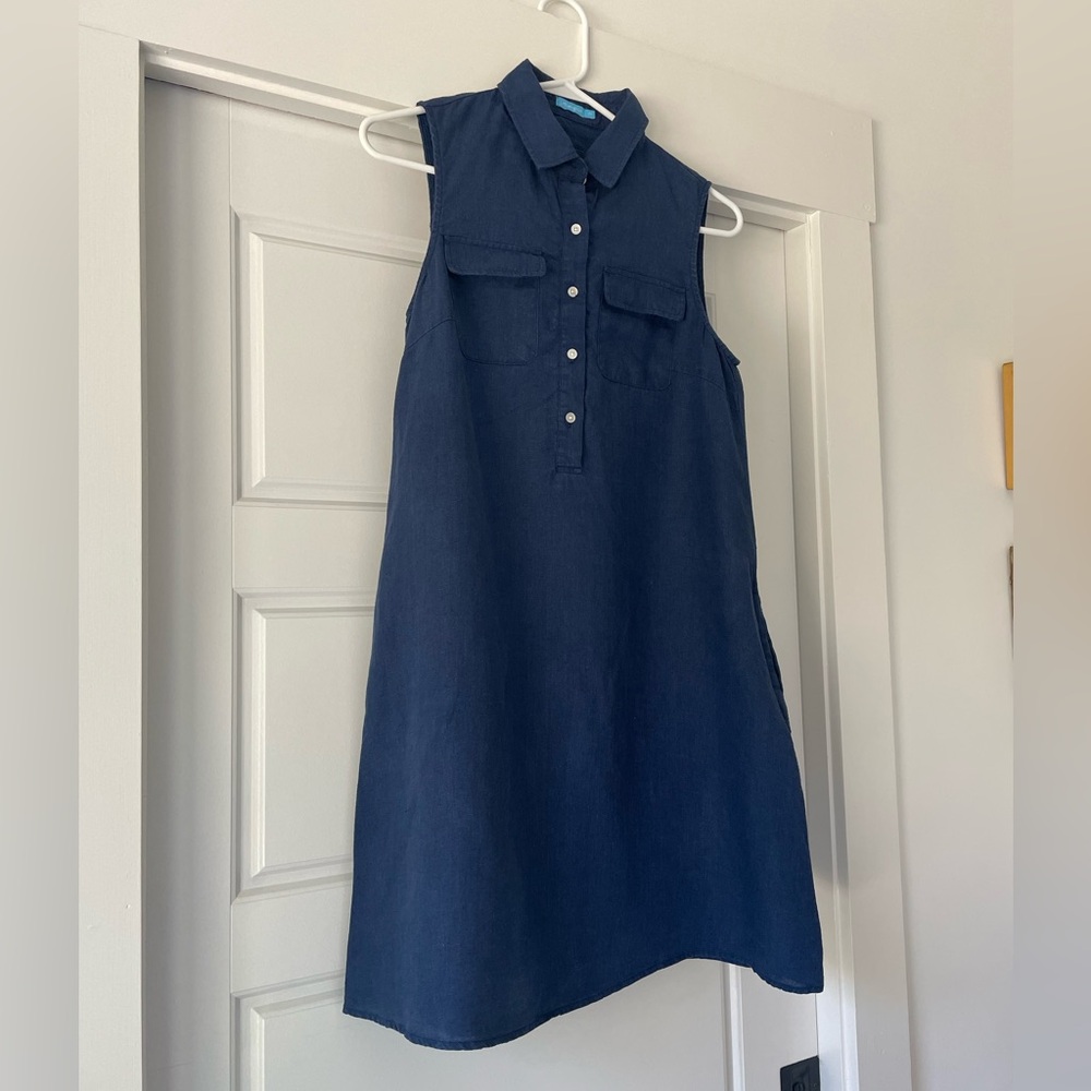 J. McLaughlin Navy Linen Sleeveless Dress Size XS